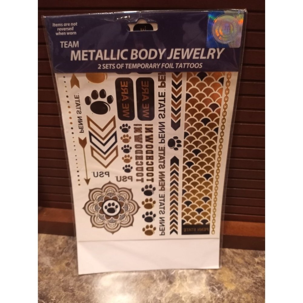 Penn State university metallic body tattoos jewerly
